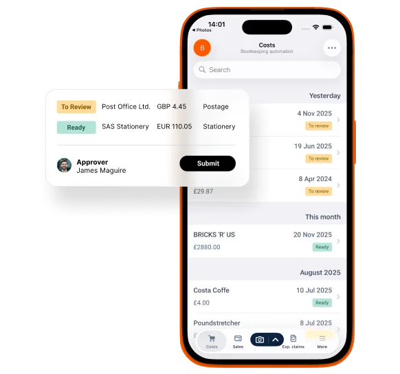 Dext AI assist Home Screen – Ai agent for bookkeeping