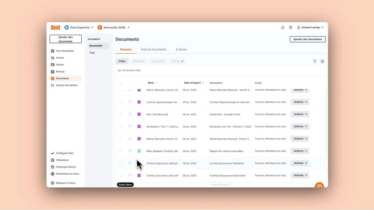 Envoyer et centraliser des documents administratifs et financiers sur Dext