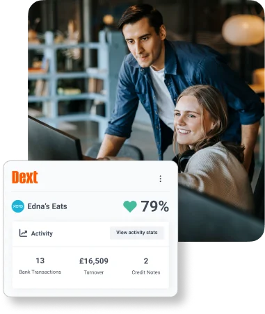 Accountants with a Data & Insights UI dashboard image over