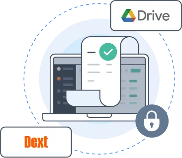 Visuel intégration logicielle entre Dext et Google Drive