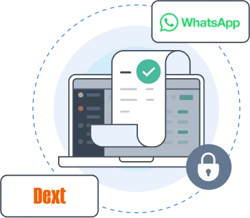 Visuel intégration logicielle entre Dext et WhatsApp