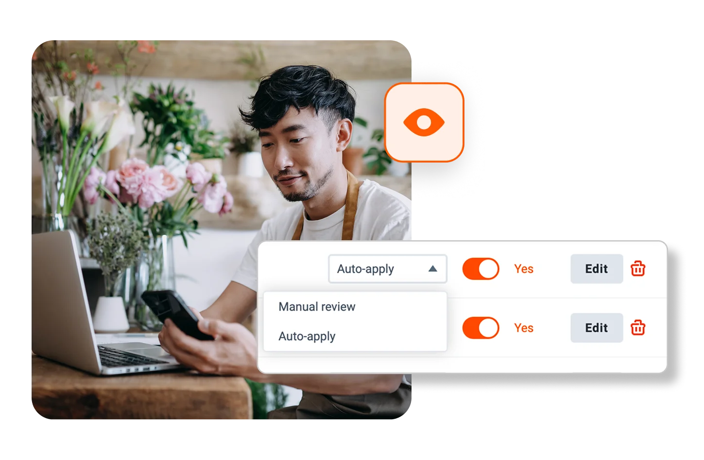 Business owners adjusting bookkeeping automation rules in AI Assist, Dext's ai agent for bookkeeping