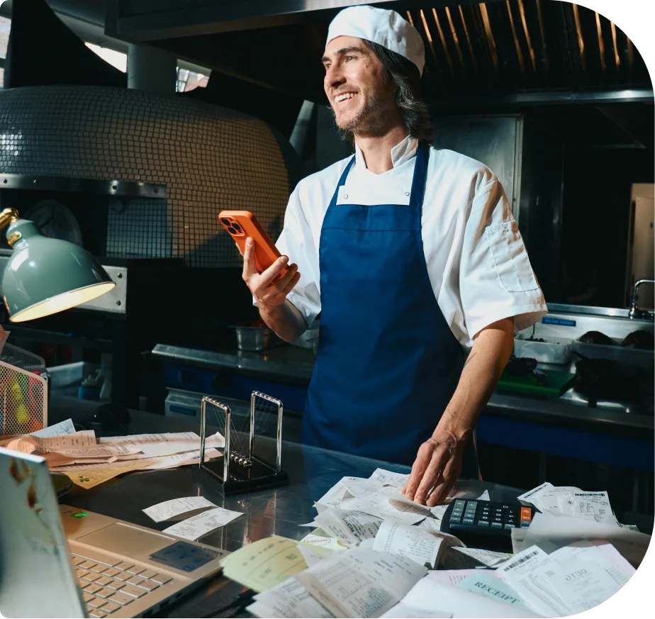 Cook scanning receipts and supplier invoices with Dext receipt scanner app