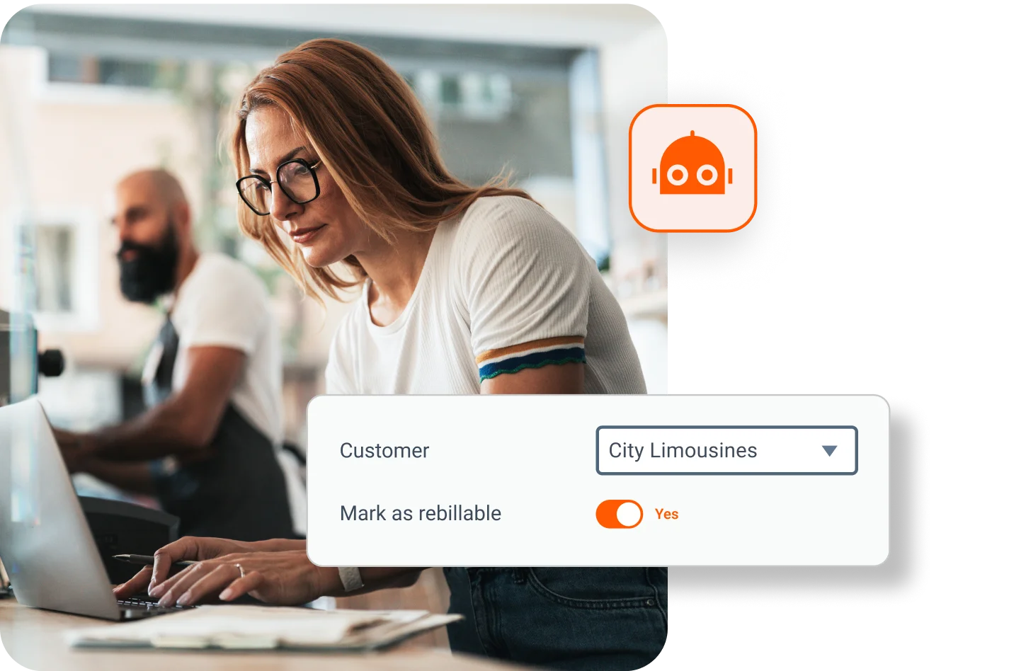 Business owner using dext bookkeeping ai agent setting up automation rules