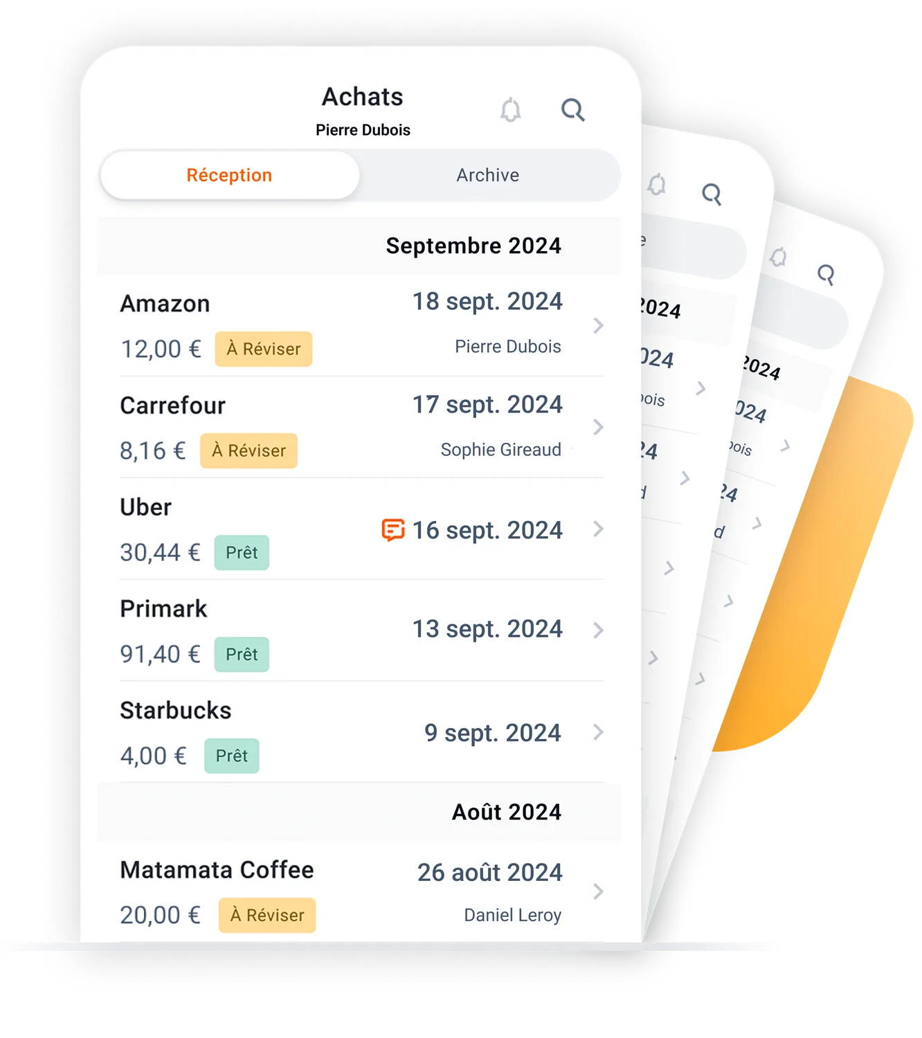 Interface utilisateur de l'application comptable Dext