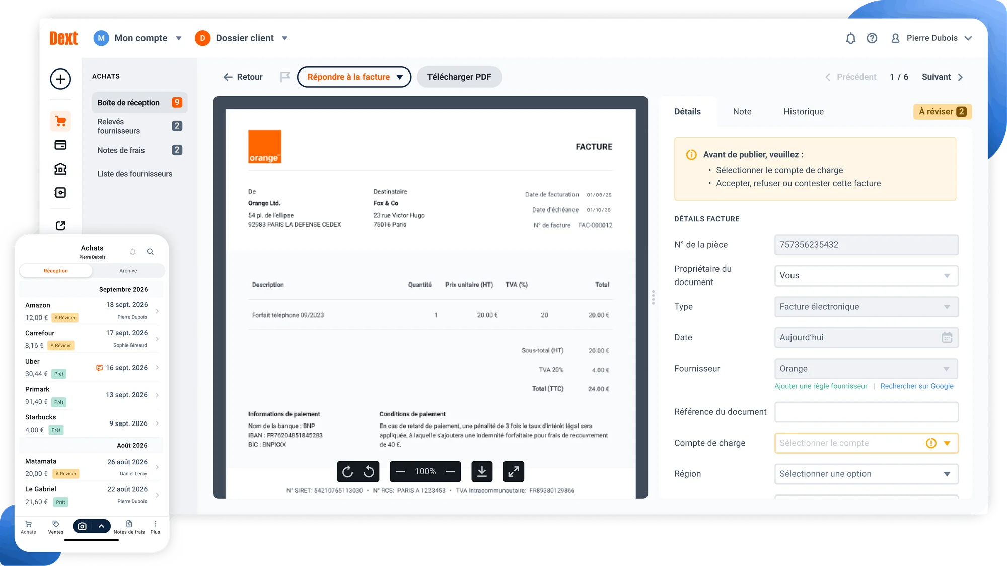 Visuel produit Dext facture électronique