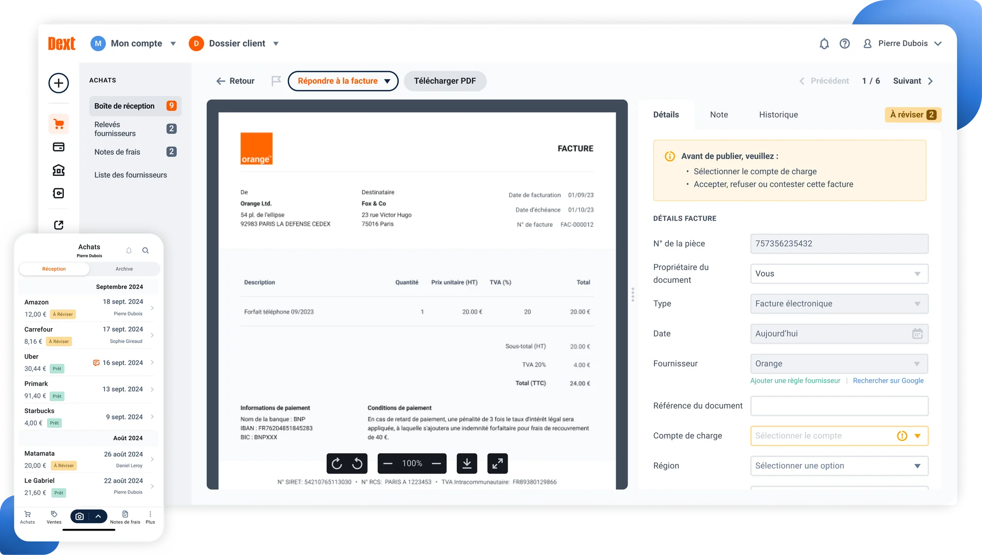 Visuel produit Dext facture électronique