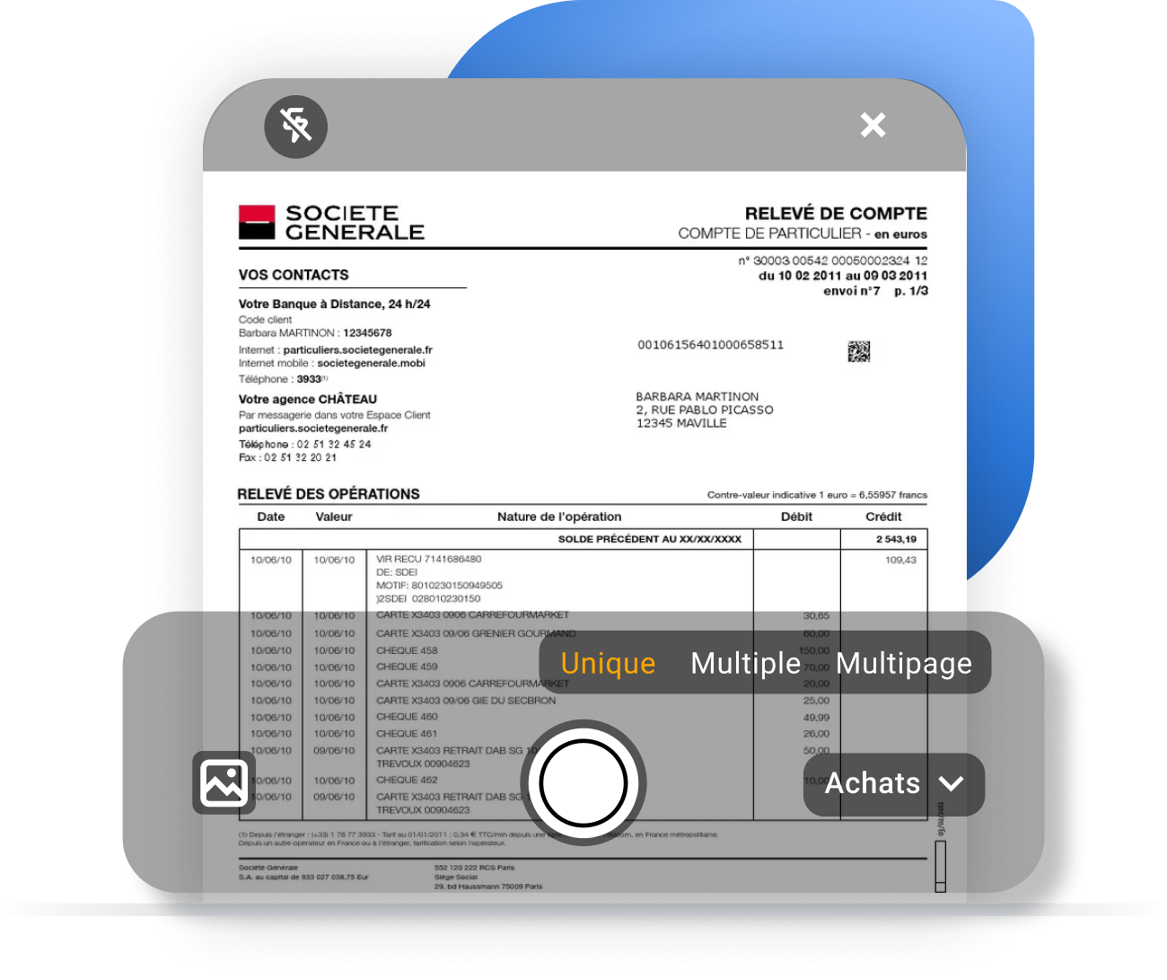 Fonctionnalité d'analyse intelligente des documents financiers