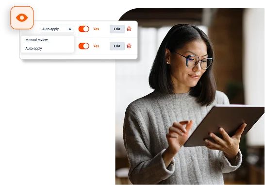 Accountants with a Data & Insights UI dashboard image over